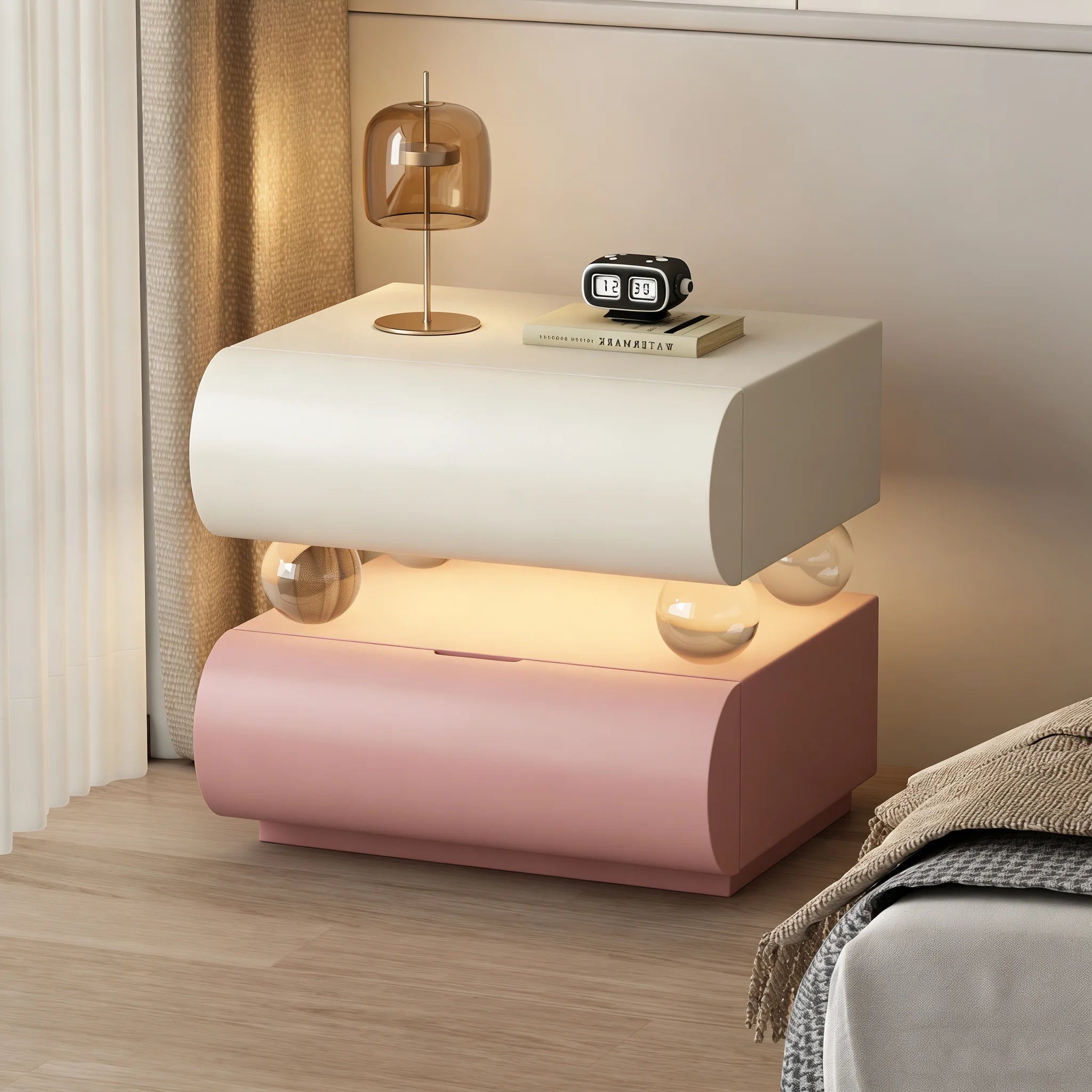 Trendy Small Simple Corner Bedside Table