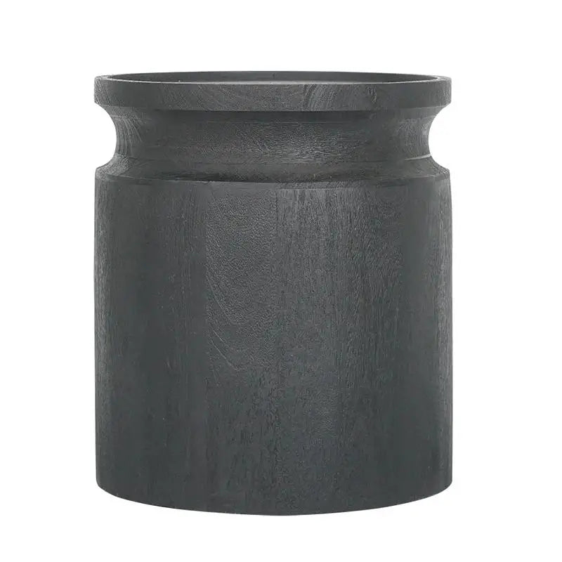 Black Wooden Cylinder Side Table