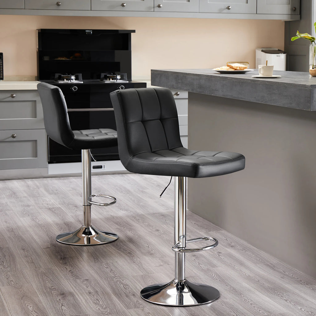 Leather Bar Stools Set of 2,