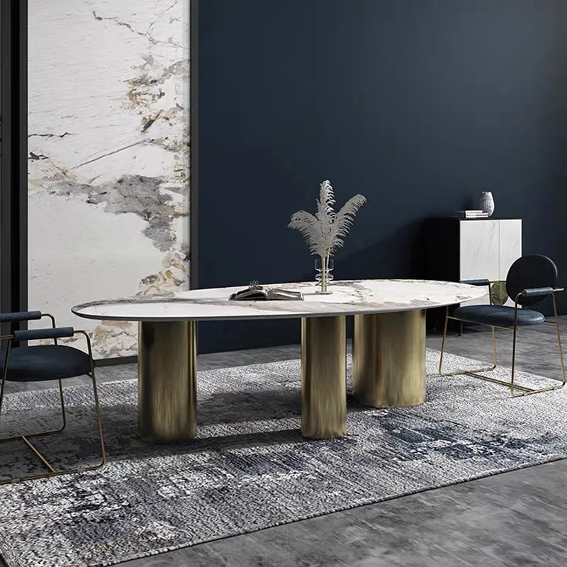 Italian Oval Dining Table Chairs Combination