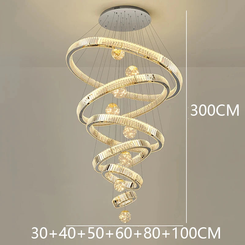 Modern Crystal Chandelier Lustre Stair Pendant