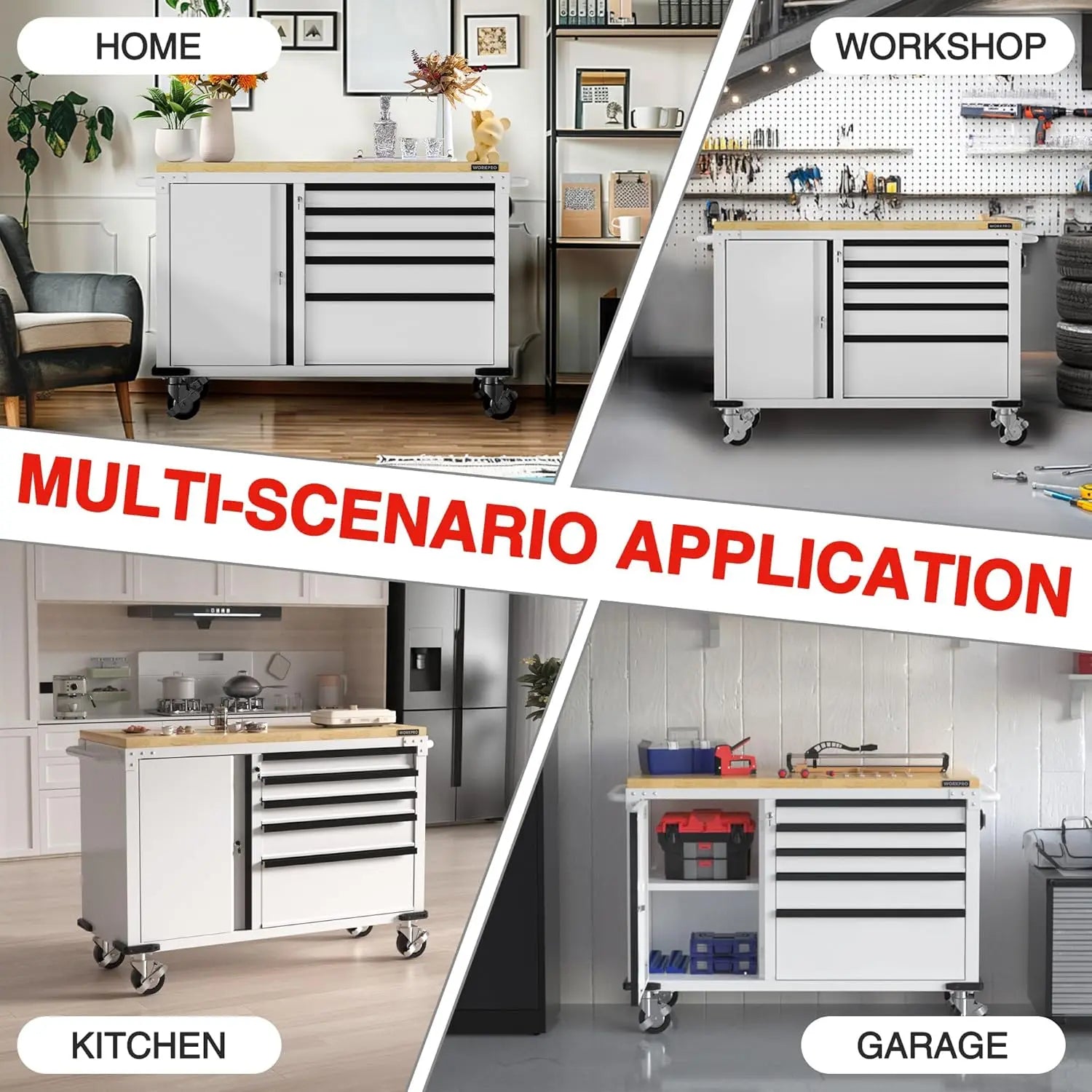 5-Drawer & 1-Door Rolling Tool Chest, Power Strip, Locking System
