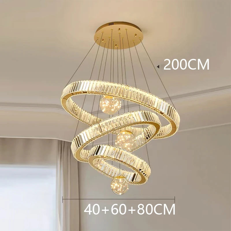 Modern Crystal Chandelier Lustre Stair Pendant