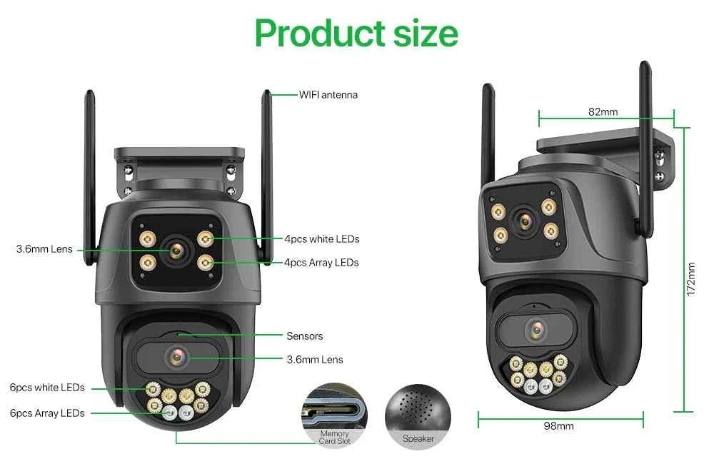 External Wifi PTZ Camera Dual Lens 4K 8MP HD Outdoor IP Camera 4MP Auto Tracking