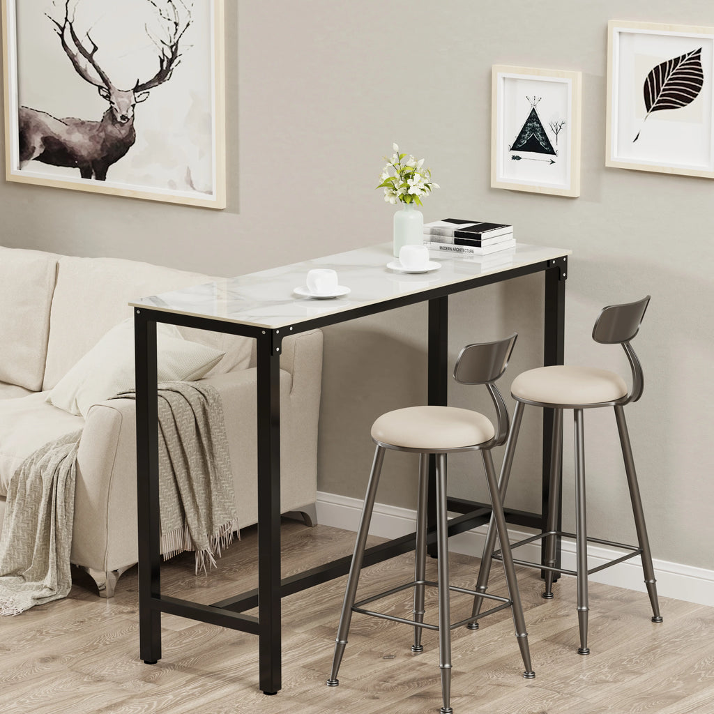 Sintered Stone White Counter Height Bar Table