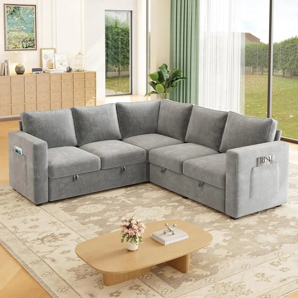 83.5 L-Shaped Sleeper Sofa – 5-Seat Sectional with Pull-Out Bed