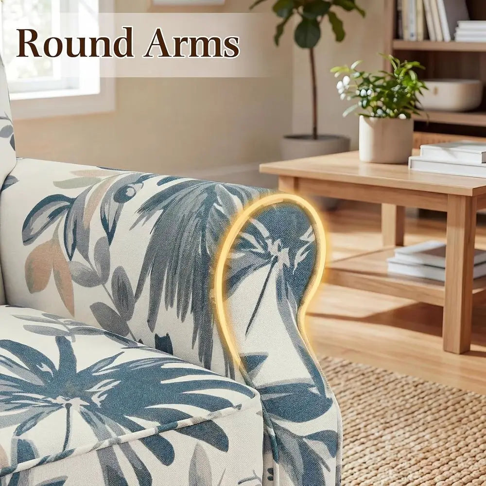 High Back Upholstered Fabric Button Sofa Chair