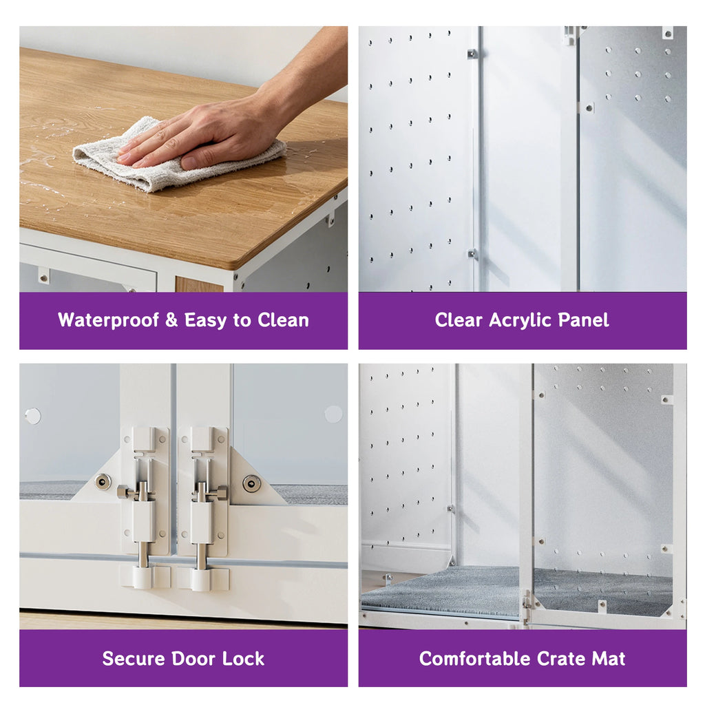 Modern Acrylic Dog Crate Furniture with Wood Top