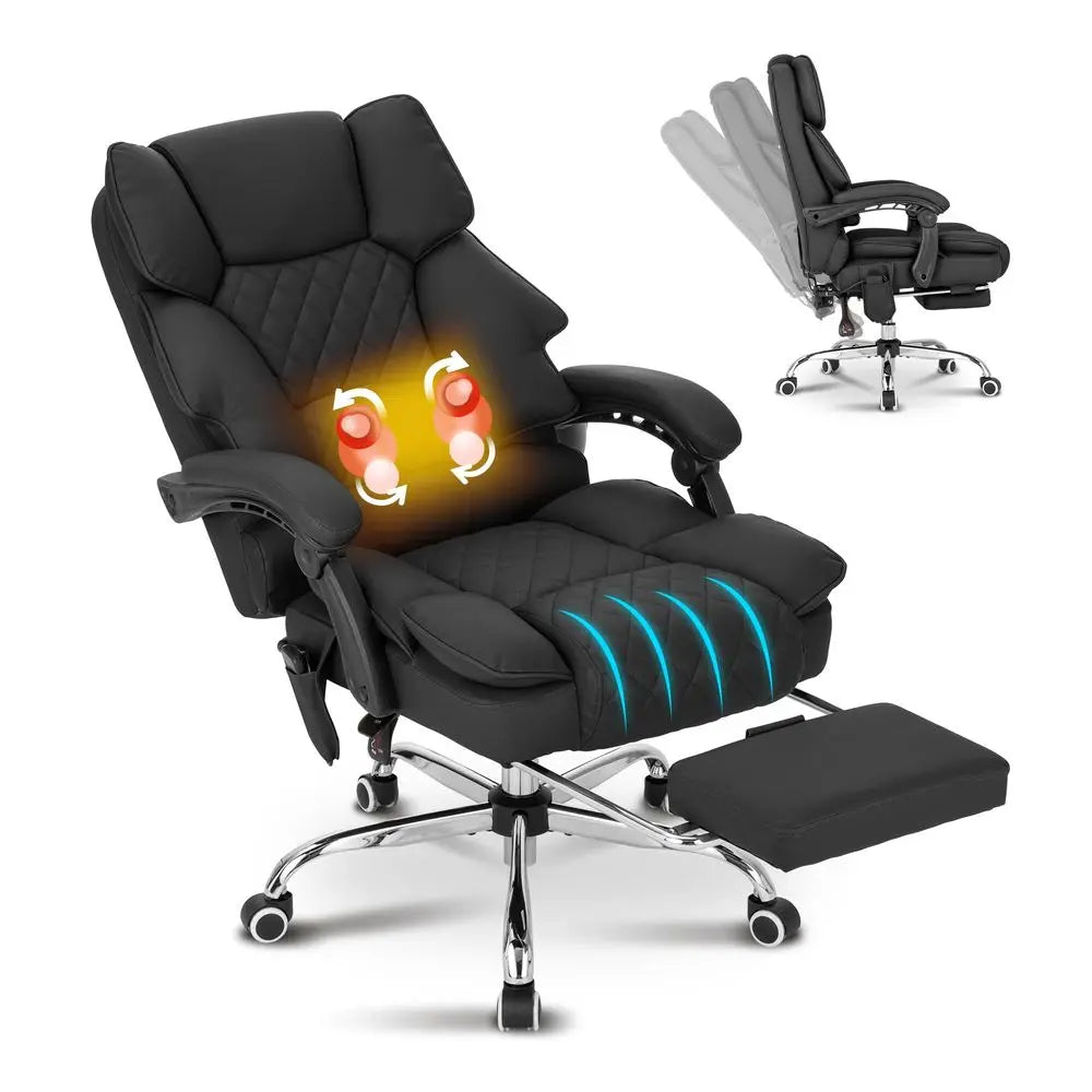 Reclining Executive Office Chair Massage with Heated, with Footrest, Computer