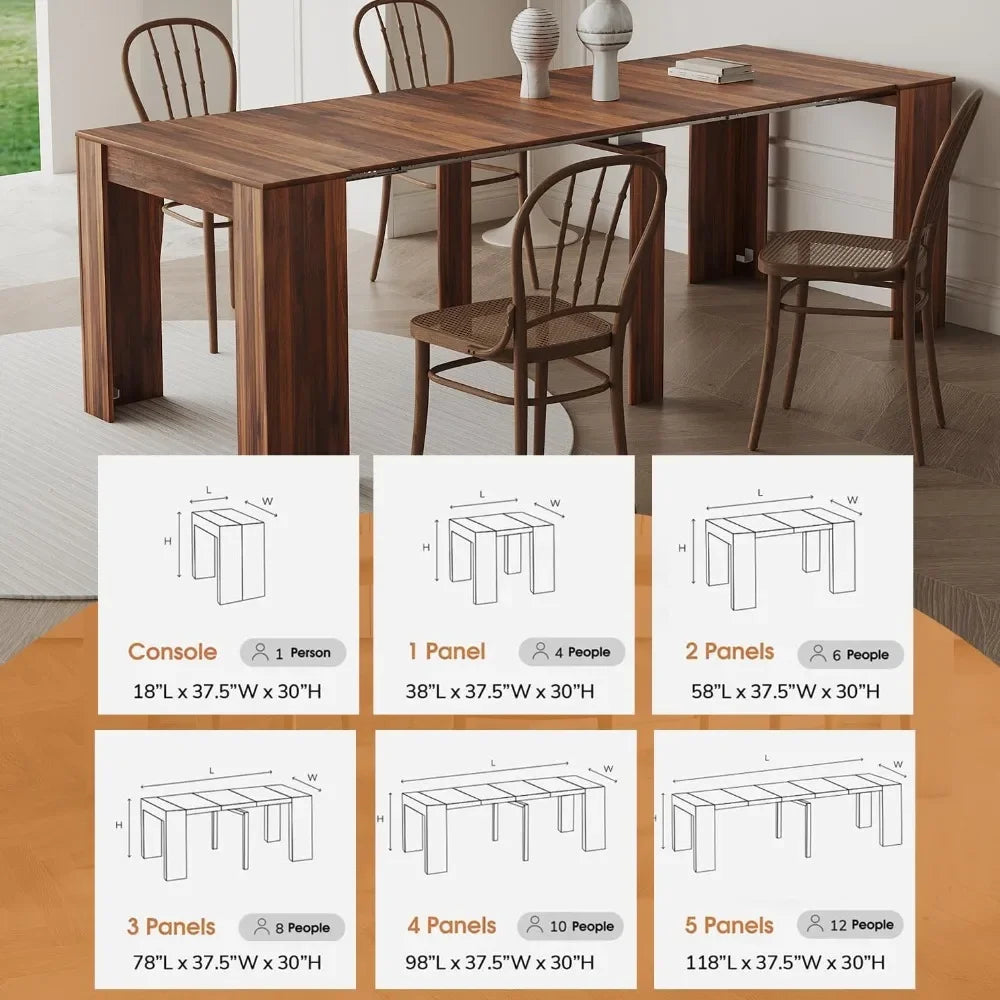Large Extendable Console Dining Table for 6 8 10 12 People,