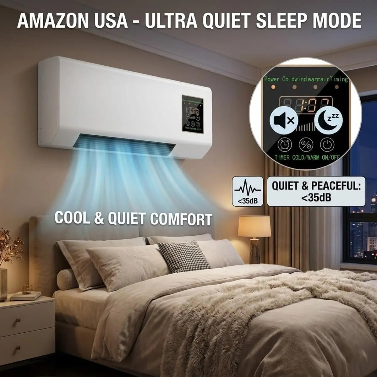 Wall Mounted Air Conditioner Fan, 2-in-1 Heater and Cooling Combo