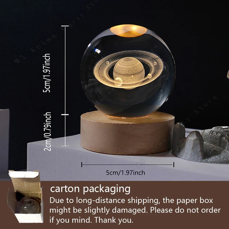 Unique 3D Crystal Ball Night LED Bedside Lamp