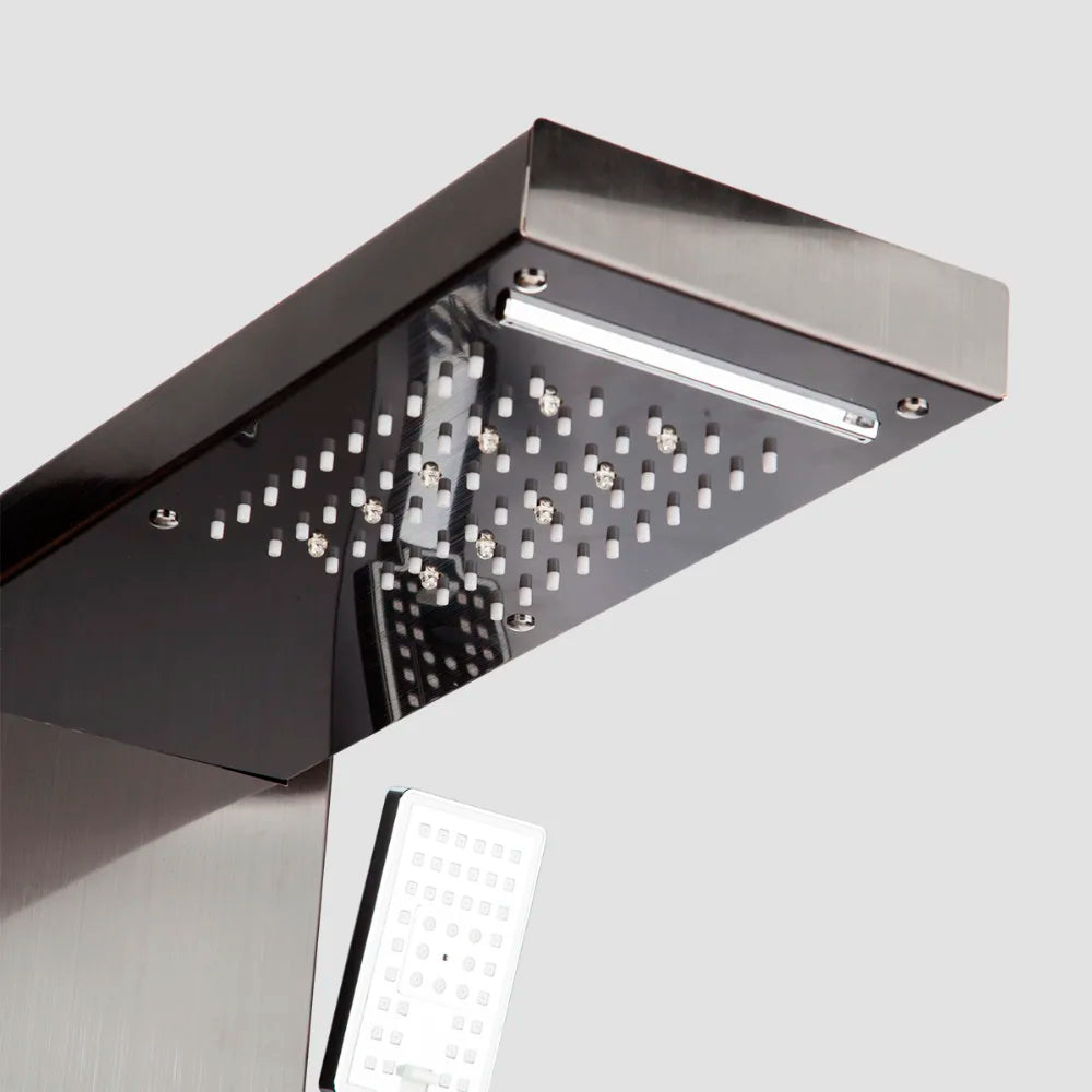 Black LED Shower Panel Set Bathroom Rainfall Shower Column
