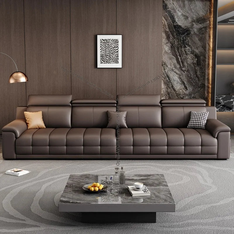 Italian Minimalist Lawrence Top Grain Leather Sofa