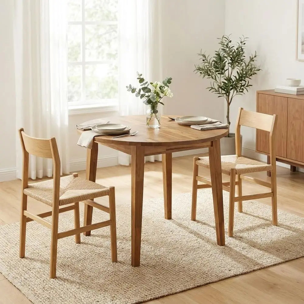 Acacia Wood Round Dining Table 31, Perfect for Dining, Kitchen, Living Spaces - Modern, Scandinavian Style