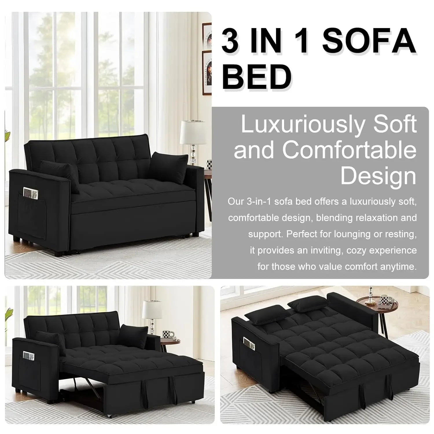 3 in 1 Convertible Sleeper Sofa Bed