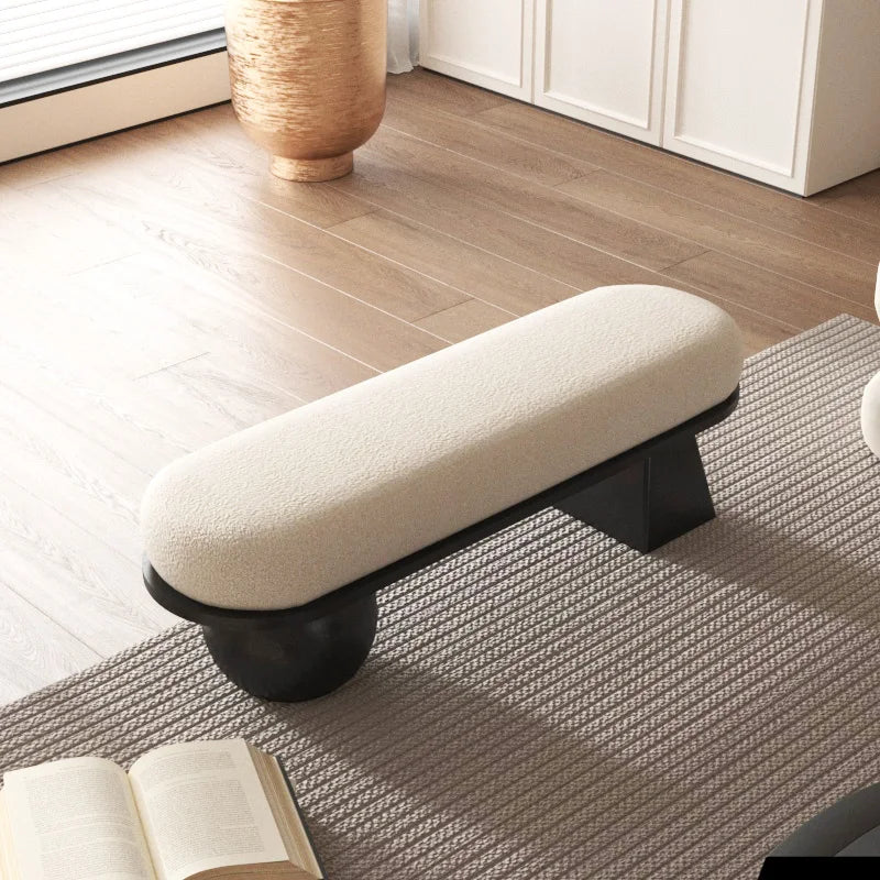 ‌Scandinavian Entryway Bench, Boutique Bedroom Stool, Dressing Room Seating
