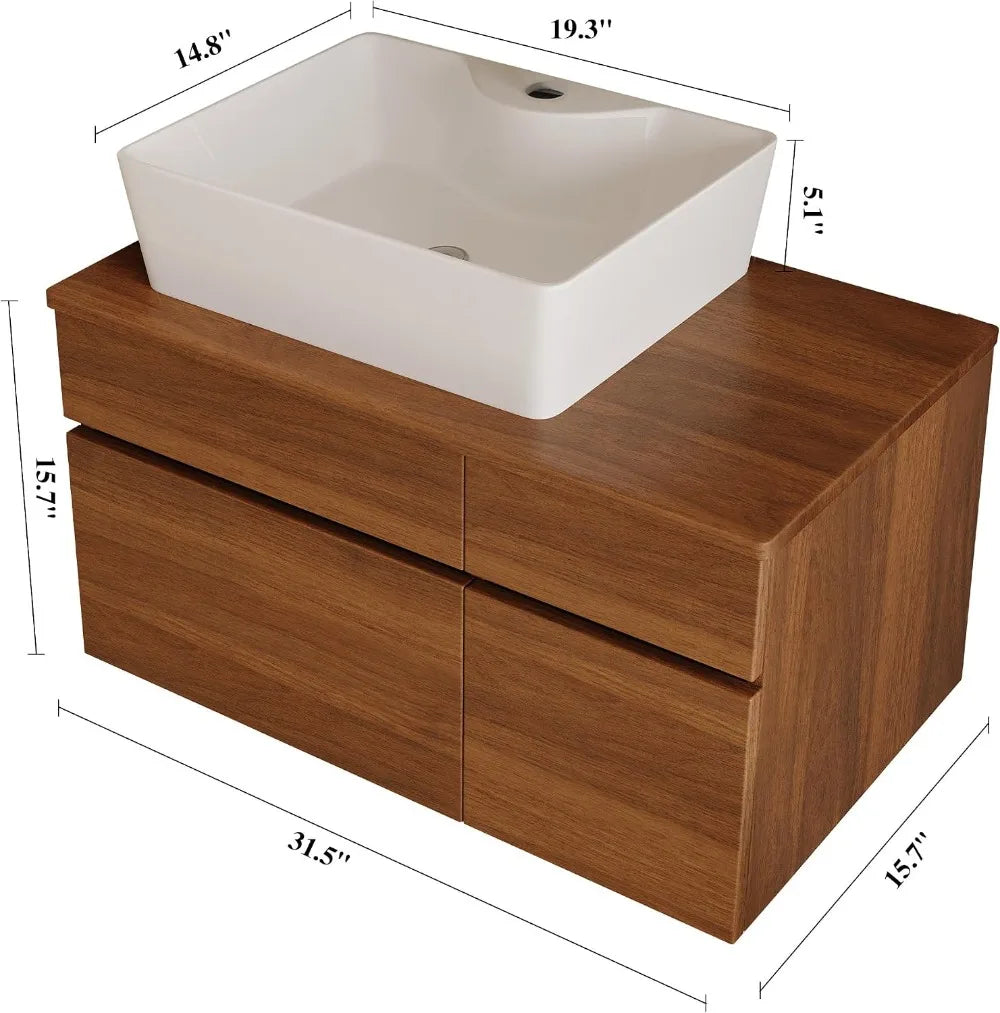 32" Wall-Mounted Bathroom Vanity