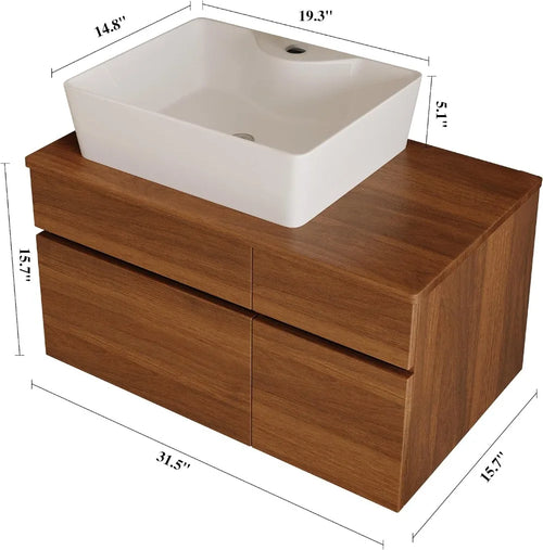 32" Wall-Mounted Bathroom Vanity