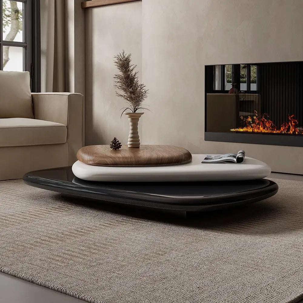 Modern Rotatable Wood Coffee Table for Living Room