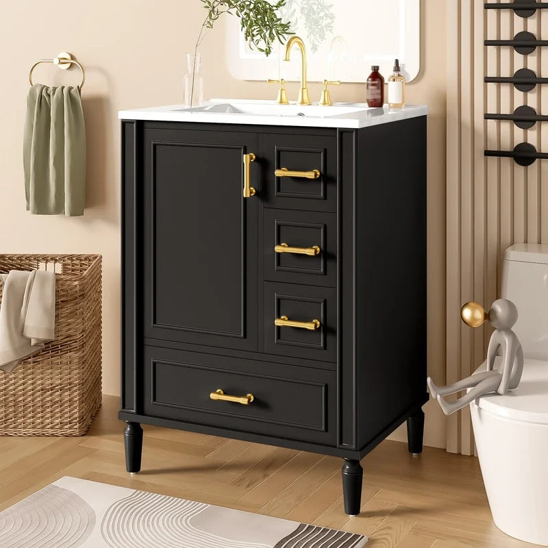 24" Modern Bathroom Vanity with Ceramic Sink