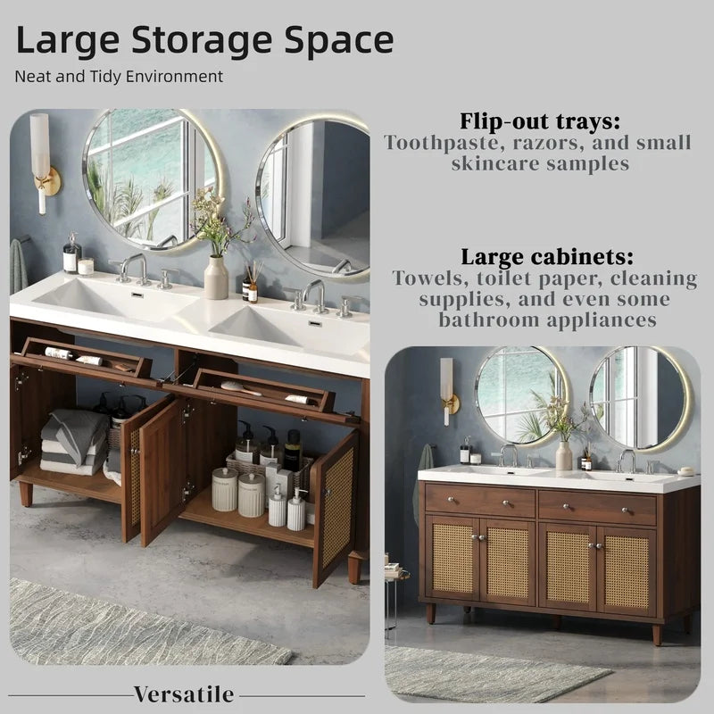 60 Inch Bathroom Vanity with Double Sink,