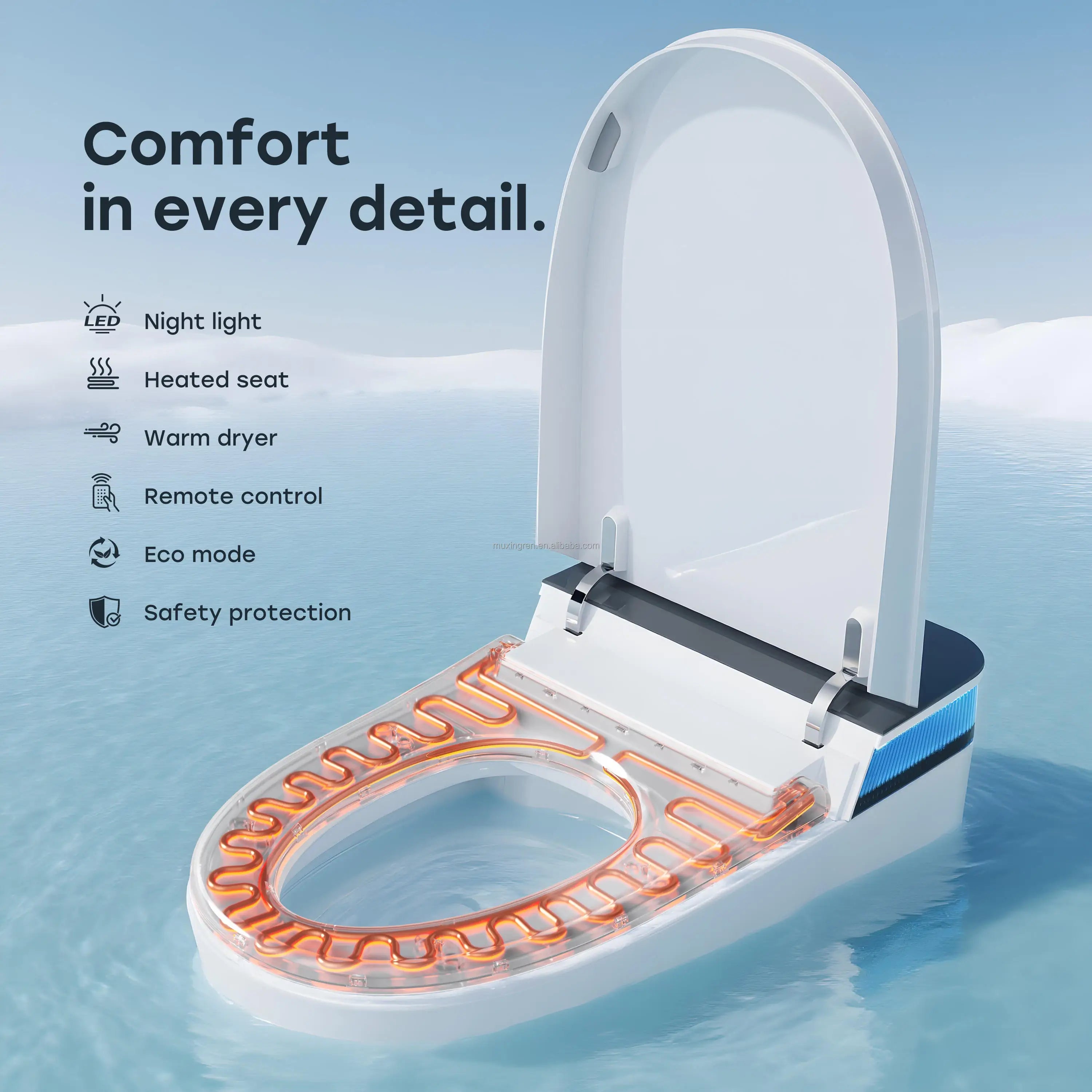 HOROW T38 Retail Listed,Inquire for Wholesale: US Local Stock Modern Smart Toilet with Auto Open/Close Lid Elongated Heated Seat