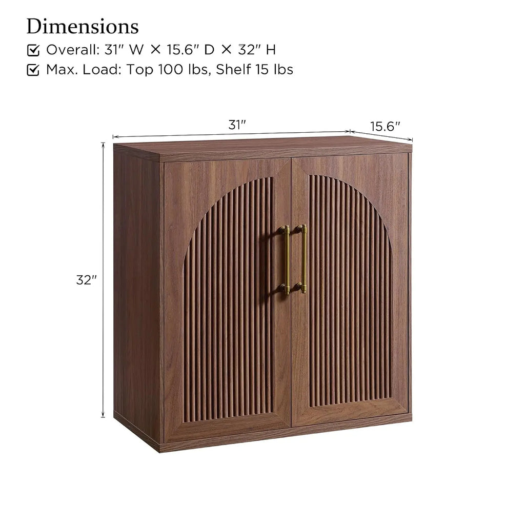 Fluted Arched Door Sideboard Set of 3, Accent Cabinet with Adjustable Shelf, Wood Storage for Dining & Living Room, Customized