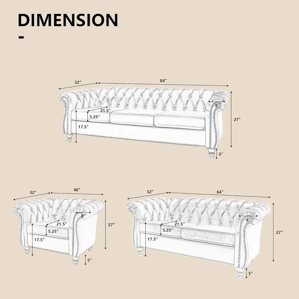 Modern 3-Piece Living Room Set