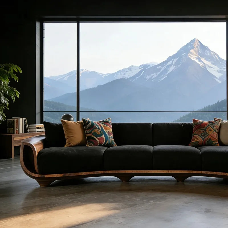 Lounge Style Solid Wood Living Room Sofas