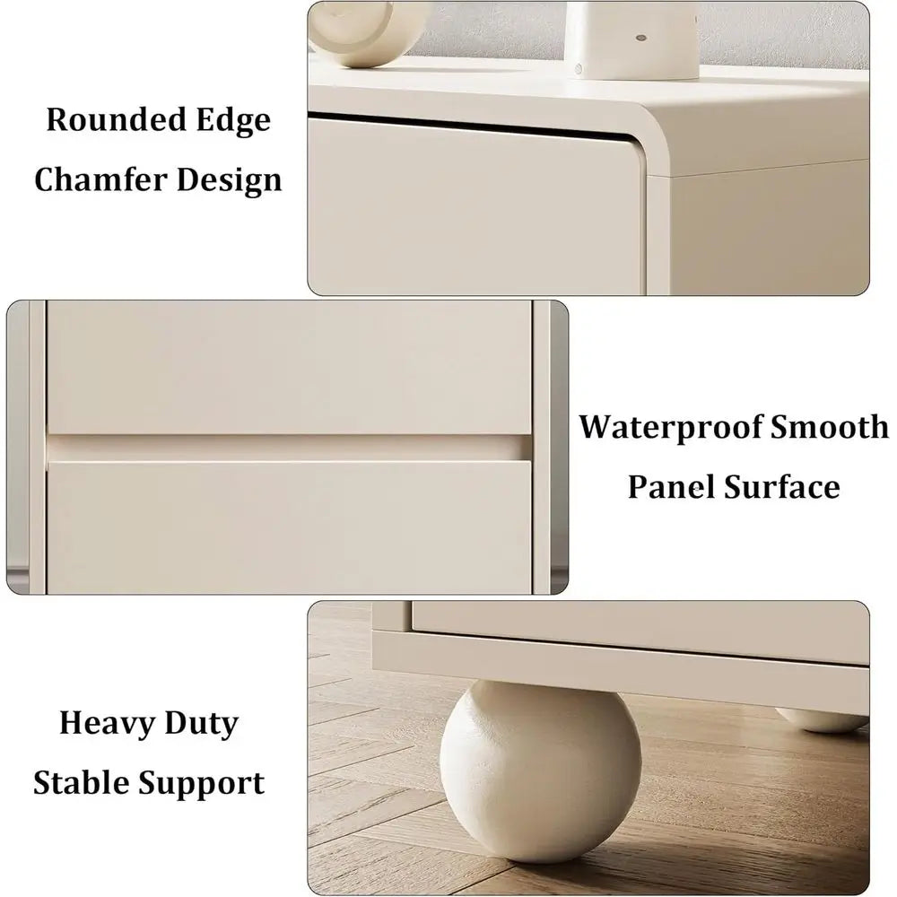 3-Piece Bedroom Set: 6-Drawer Dresser & 2 Nightstands with Curved Design