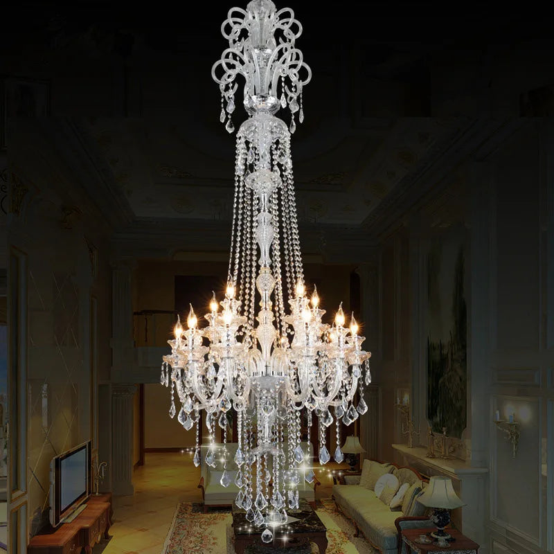 Large Extra Long12/15/18/24 Lights Stair Luxury Crystal Chandelier