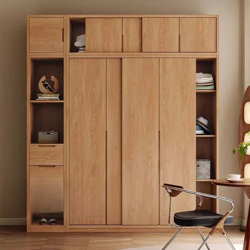 All-solid Wood Wardrobes Sliding Door Home Bedroom Small Wardrobes Nordic Apartment Home Furnitur Шкафы Для Одежды ZY40YG