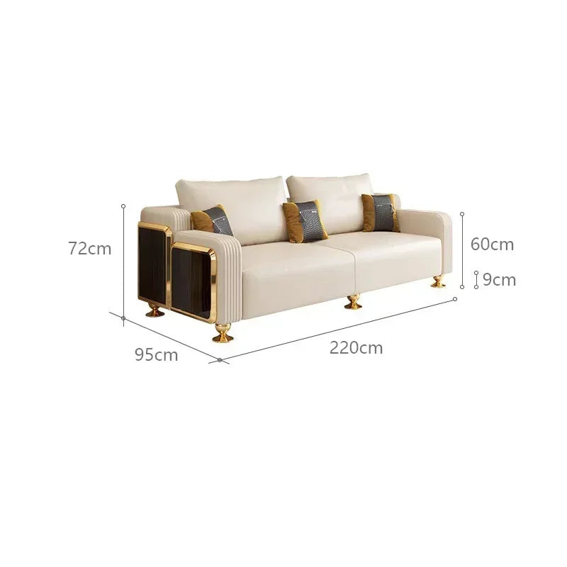 Modern Luxury Leather with Wooden Sofa Set