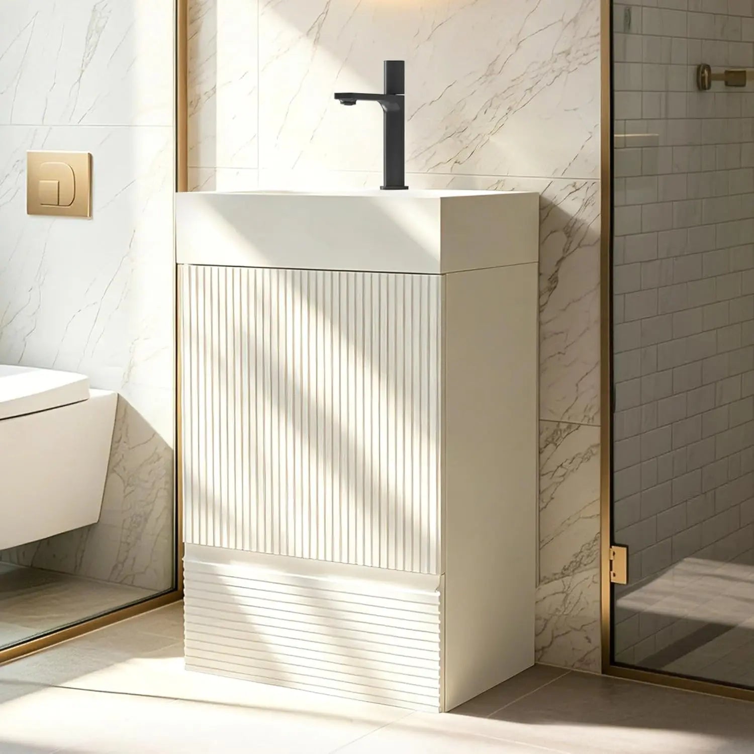20 in Bathroom Vanity Ceramic Sink Freestanding Cabinet