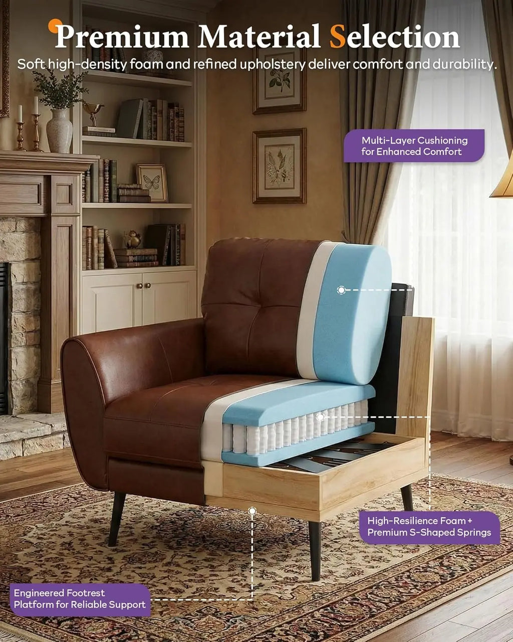Leather Accent Chair Set Tufted
