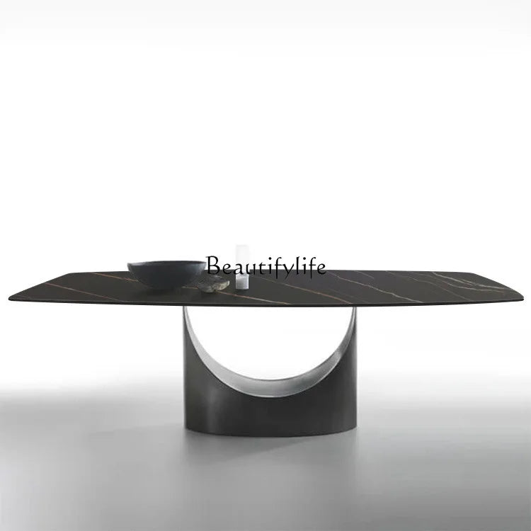 Minimalist rock slab dining table U-shaped table rack