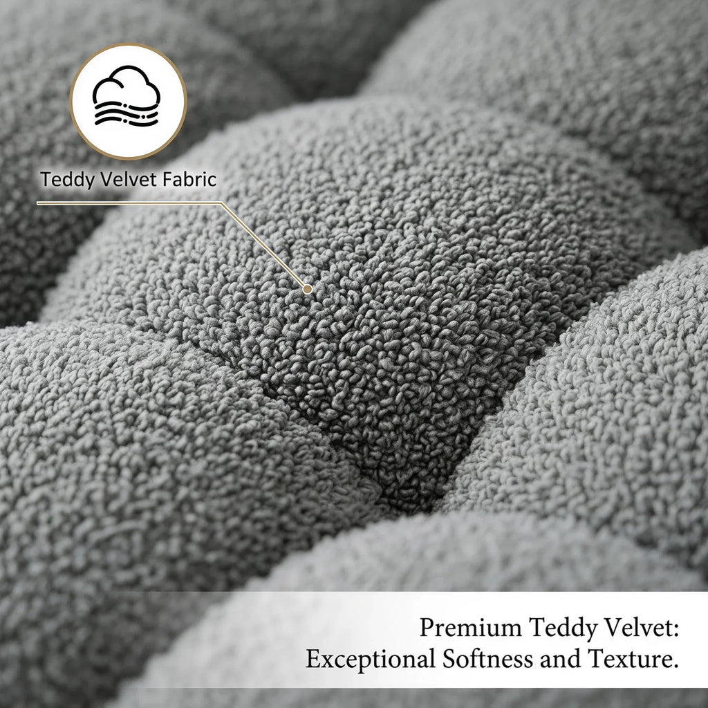 80-Inch Modern Teddy Fleece Sofa, With 2 Cushions 3-Seater