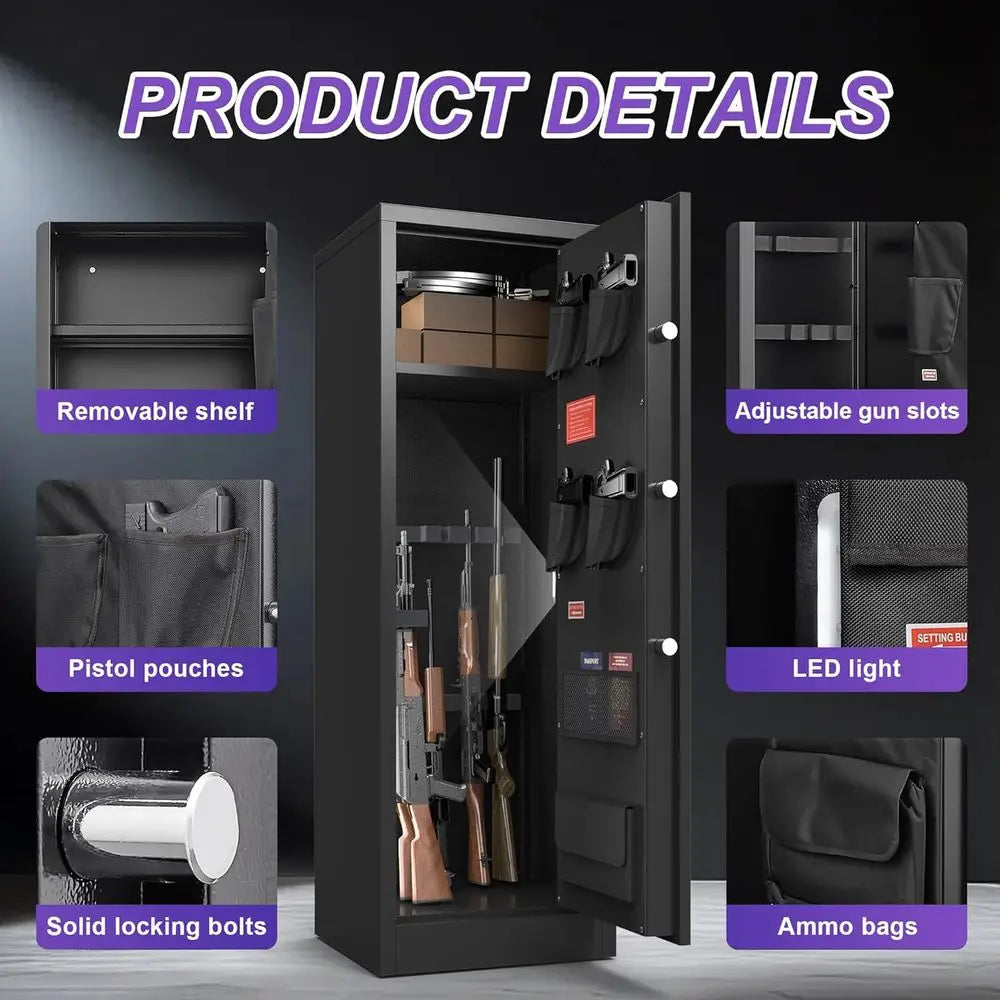 8-10 Gun Safe Cabinet for Rifles Pistols Shotguns