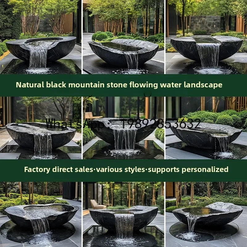 Black Mountain stone water bowl basin