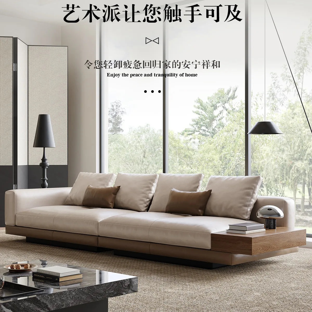 Connelly Leather Italian Minimalist Sofa