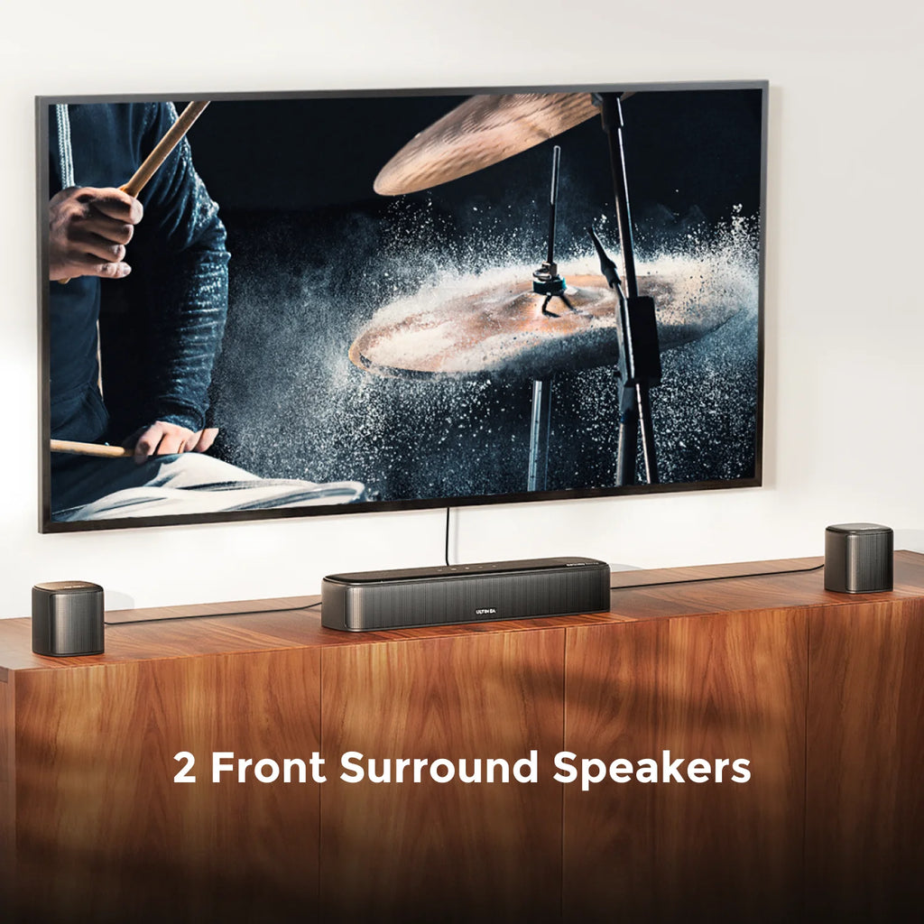 ULTIMEA Aura A60 7.1ch Sound Bar with Dolby Atmos Surround Sound System for TV with 4 Black Surround Speakers for Home Theater