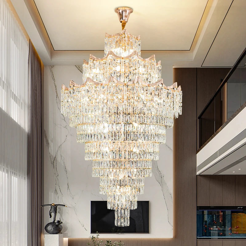 Luxury Modern Crystal High Ceiling Chandelier