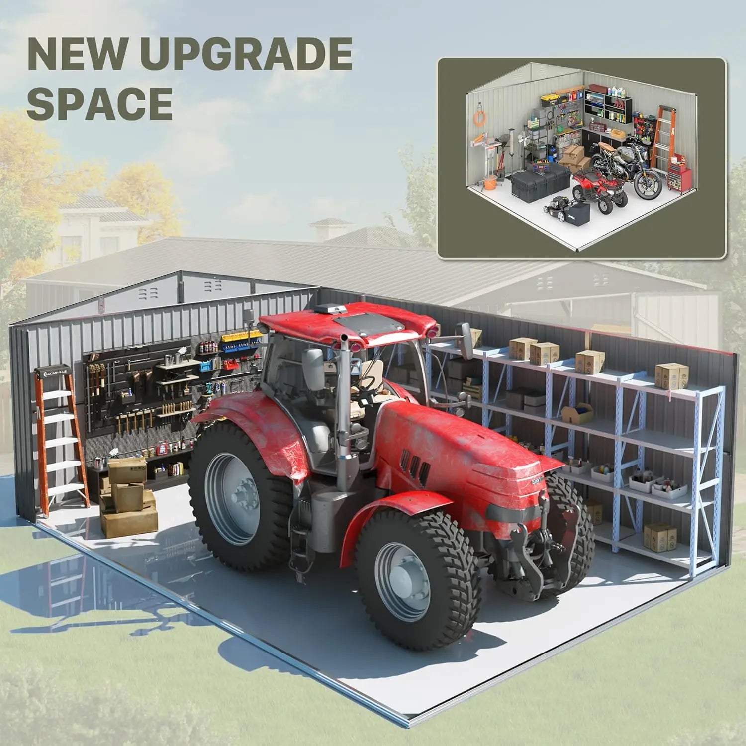 Outdoor Metal Storage Shed Lockable Doors