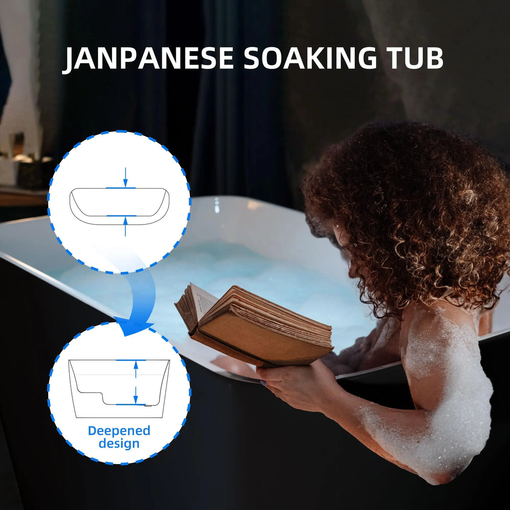 Acrylic Freestanding Square-shape Japanese Soaking Hot Tub