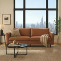 Leather Sofa with Rolled Arms and Deep Seating