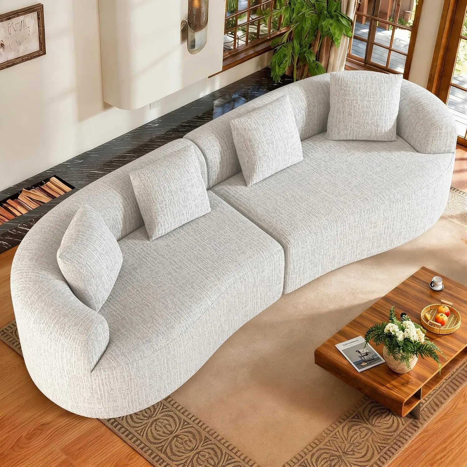 110” Modern Curved Sofa, Oversized, Couch