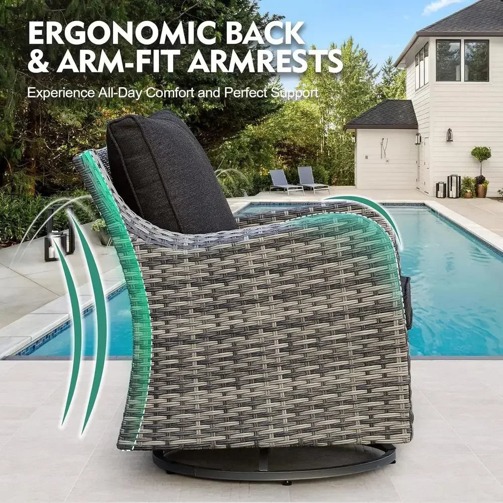 7-Piece Outdoor Patio Furniture Set with Swivel Chairs