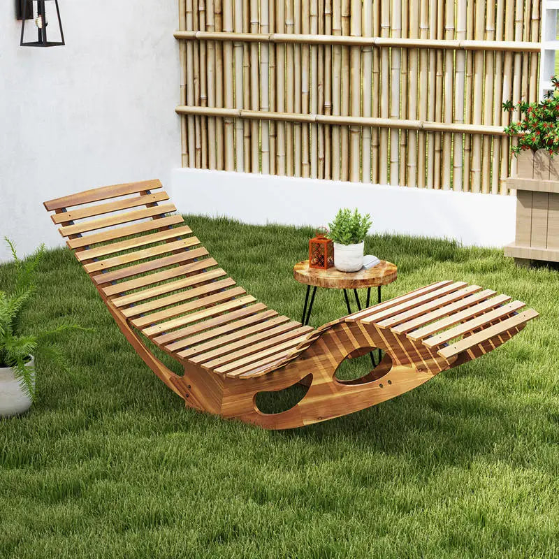 Acacia Wood Patio Rocking Sun Lounger