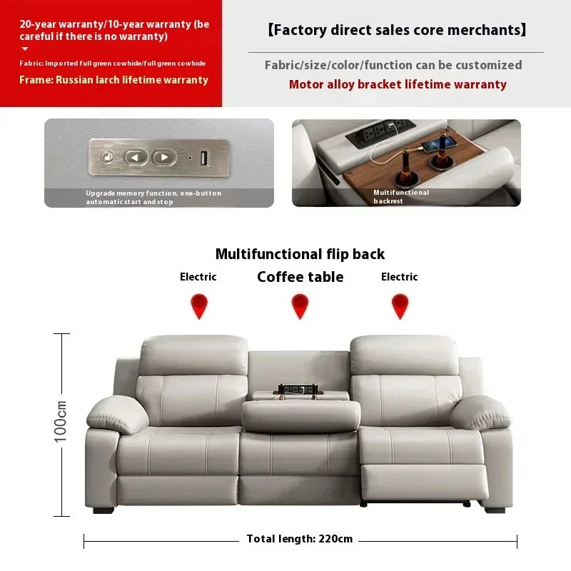 Genuine Leather Electric Italian Recliner Sofa Loveseat